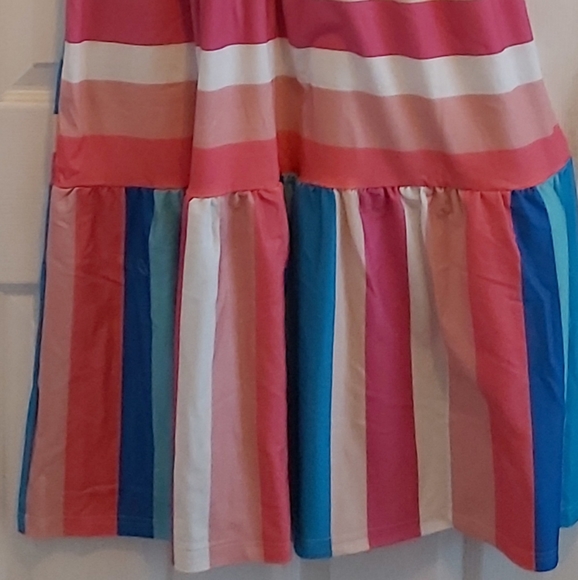081. Multicolor Color Block Striped BowKnot Straps Maxi Dress Size S - Picture 5 of 16
